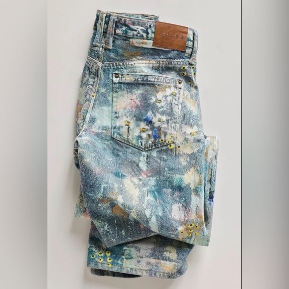 Free People We The Free Tennessee Low-Rise Illusions Jeans Floral Canvas NEW - Picture 6 of 9